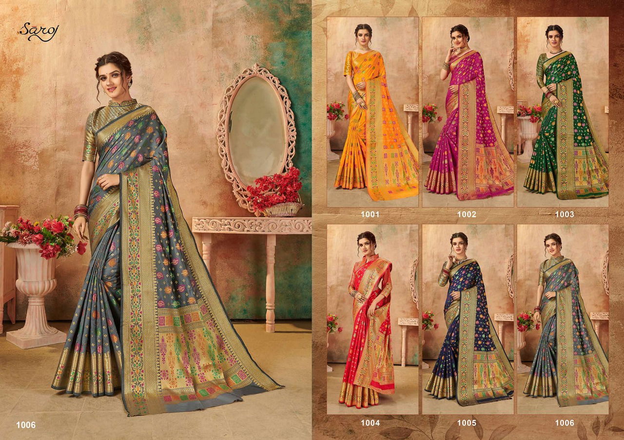 Saroj Monalisa Latest Designer Wedding Wear lichi silk with jacquard Sarees Collection
